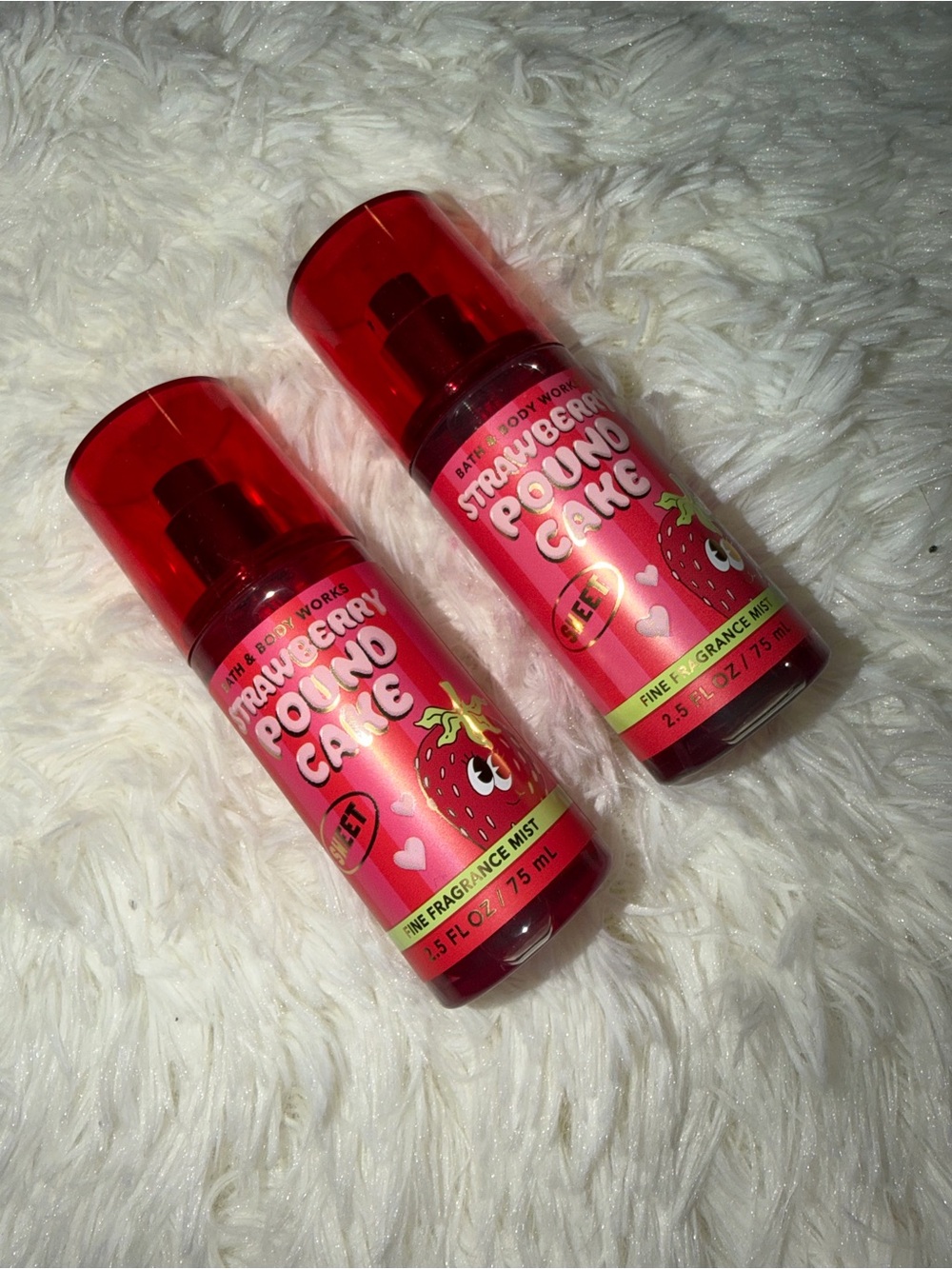 NEW Bath & Body Works Strawberry Poundcake Mini Fragrance Mist Set of 2